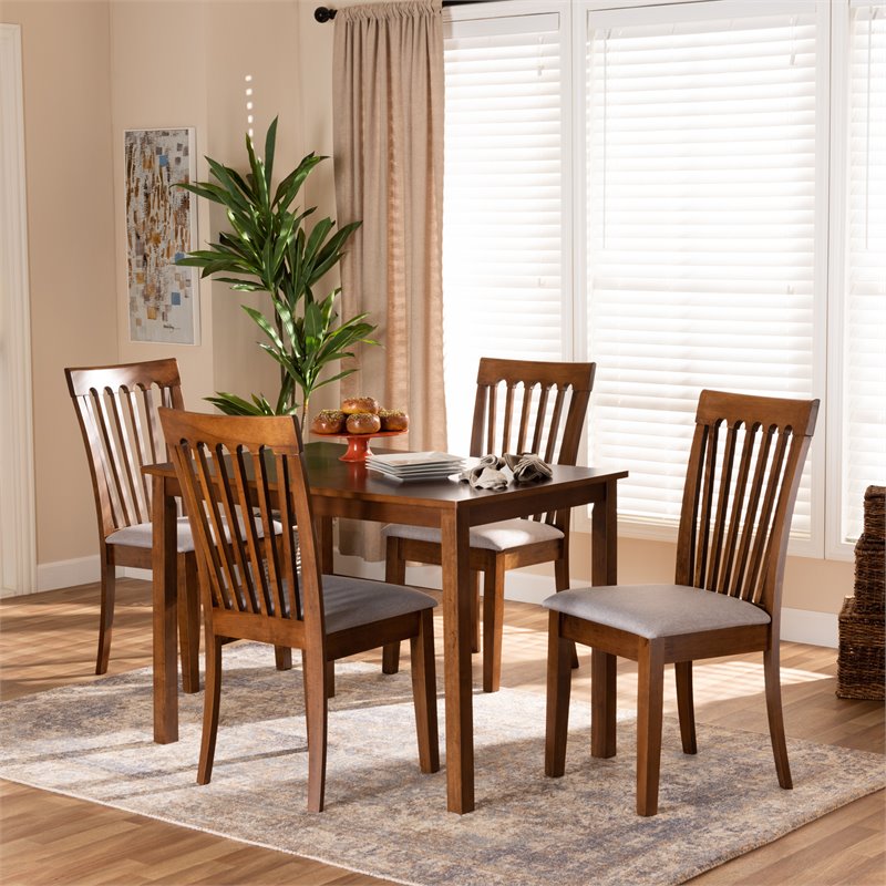 Bowery Hill Grey and Walnut Brown Finished Wood 5-Piece Dining Set
