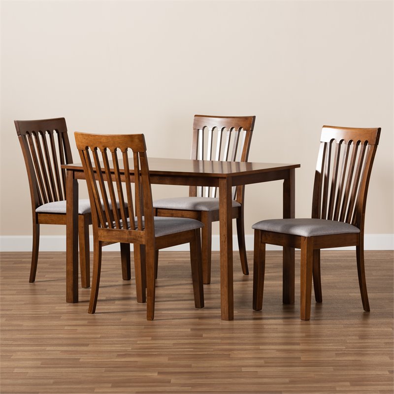 Bowery Hill Grey and Walnut Brown Finished Wood 5-Piece Dining Set
