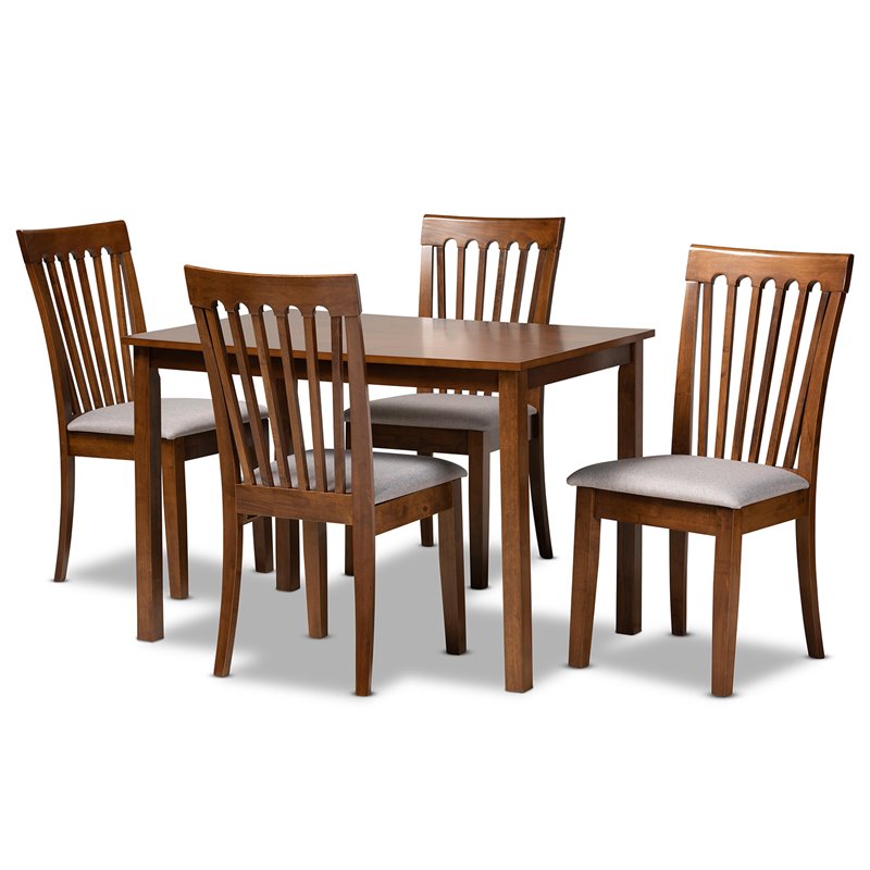 Bowery Hill Grey and Walnut Brown Finished Wood 5-Piece Dining Set