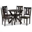 Bowery HillTransitional Dark Brown Finished Wood 5-Piece Dining Set