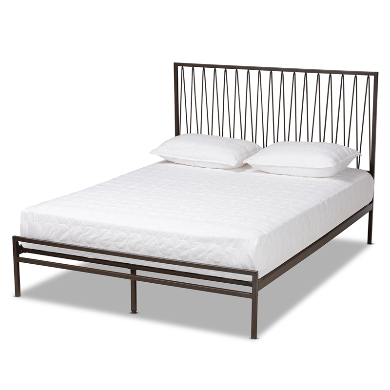 Bowery Hill Contemporary Black Finished Metal Full Size Platform Bed