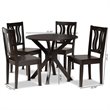 Bowery Hill Transitional Dark Brown Finished Wood 5-Piece Dining Set