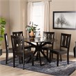 Bowery Hill Transitional Dark Brown Finished Wood 7-Piece Dining Set