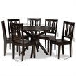 Bowery Hill Transitional Dark Brown Finished Wood 7-Piece Dining Set