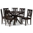 Bowery Hill Transitional Dark Brown Finished Wood 7-Piece Dining Set