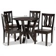 Bowery Hill Transitional Dark Brown Finished Wood 5-Piece Dining Set