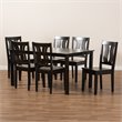 Bowery Hill Transitional Dark Brown Finished Wood 7-Piece Dining Set