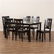 Bowery Hill Transitional Dark Brown Finished Wood 7-Piece Dining Set