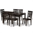 Bowery Hill Transitional Dark Brown Finished Wood 7-Piece Dining Set