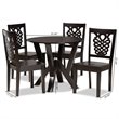 Bowery Hill Transitional Dark Brown Finished Wood 5-Piece Dining Set
