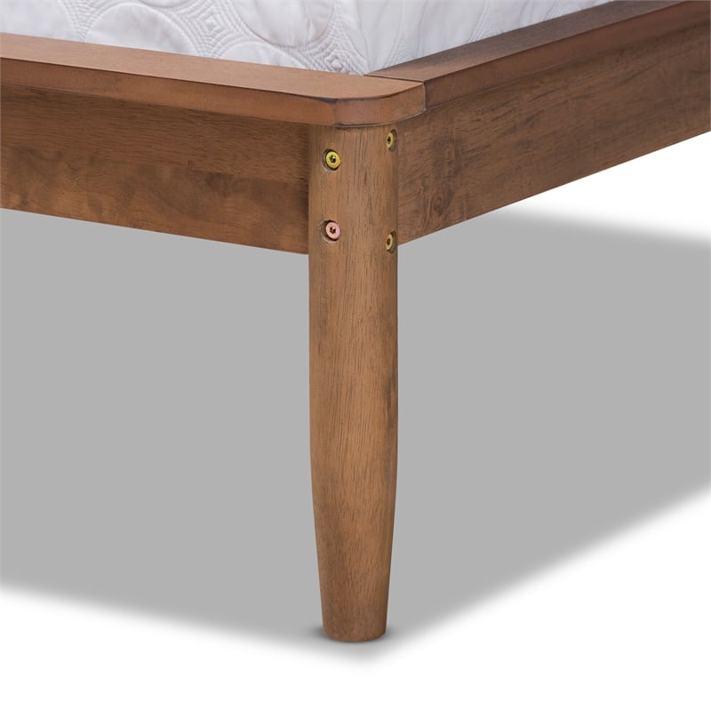 Bowery Hill Grey Fabric Upholstered and Walnut Finished Full Size Bed