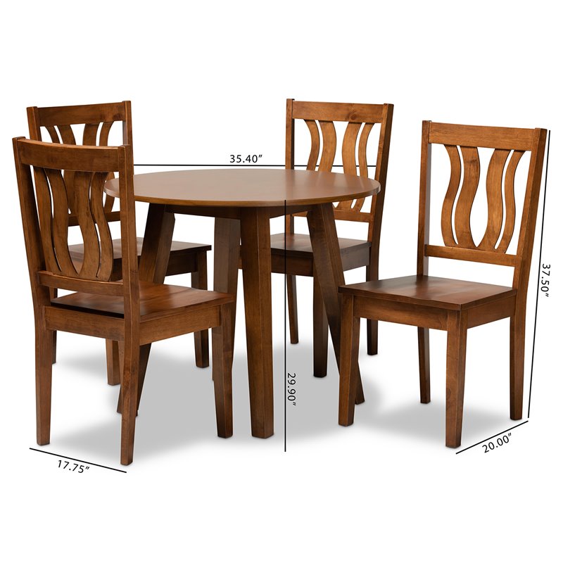 Bowery Hill Transitional Walnut Brown Finished Wood 5-Piece Dining Set