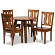 Bowery Hill Transitional Walnut Brown Finished Wood 5-Piece Dining Set