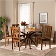 Bowery Hill Transitional Walnut Brown Finished Wood 7-Piece Dining Set