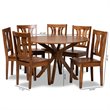 Bowery Hill Transitional Walnut Brown Finished Wood 7-Piece Dining Set