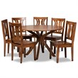 Bowery Hill Transitional Walnut Brown Finished Wood 7-Piece Dining Set