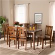 Bowery Hill Transitional Walnut Brown Finished Wood 7-Piece Dining Set