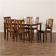 Bowery Hill Transitional Walnut Brown Finished Wood 7-Piece Dining Set
