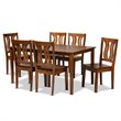 Bowery Hill Transitional Walnut Brown Finished Wood 7-Piece Dining Set