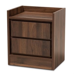 Bowery Hill Contemporary Walnut Brown Finished Wood 2-Drawer Nightstand