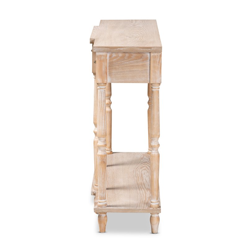 Bowery Hill Rustic Whitewashed Brown Finished Wood 3-Drawer Console Table
