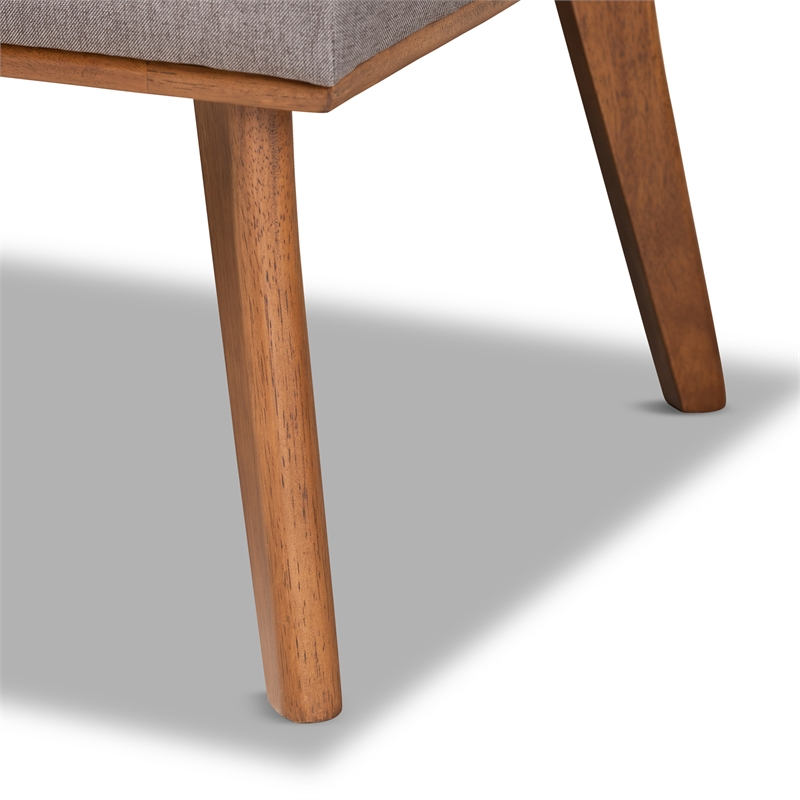 Bowery Hill Grey Fabric Upholstered and Brown Finished 4-Piece Dining Set