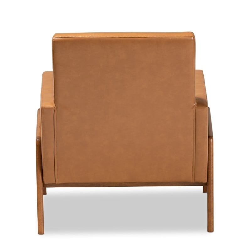 Bowery Hill Mid-Century Wood/Faux Leather Office Chair in Walnut Brown