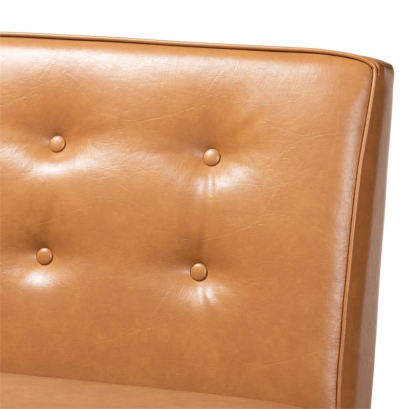Bowery Hill Faux Leather Upholstered and Brown Finished 5-Piece Dining Set