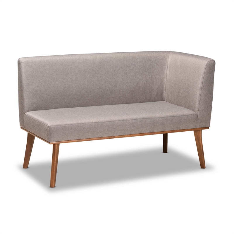 Bowery Hill Grey Fabric Upholstered and Walnut Finished 3-Piece Dining Set
