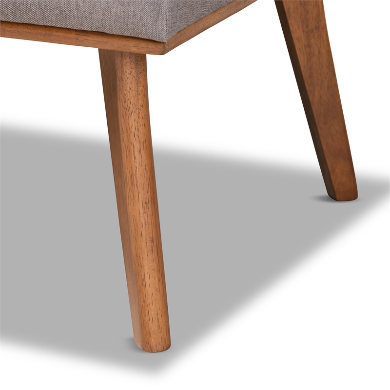 Bowery Hill Grey Fabric Upholstered and Walnut Finished 3-Piece Dining Set