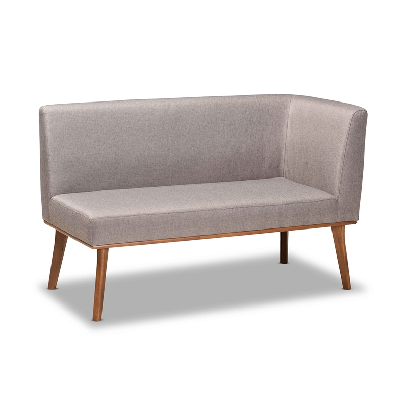 Bowery Hill Grey Fabric Upholstered and Walnut Finished 5-Piece Dining Set