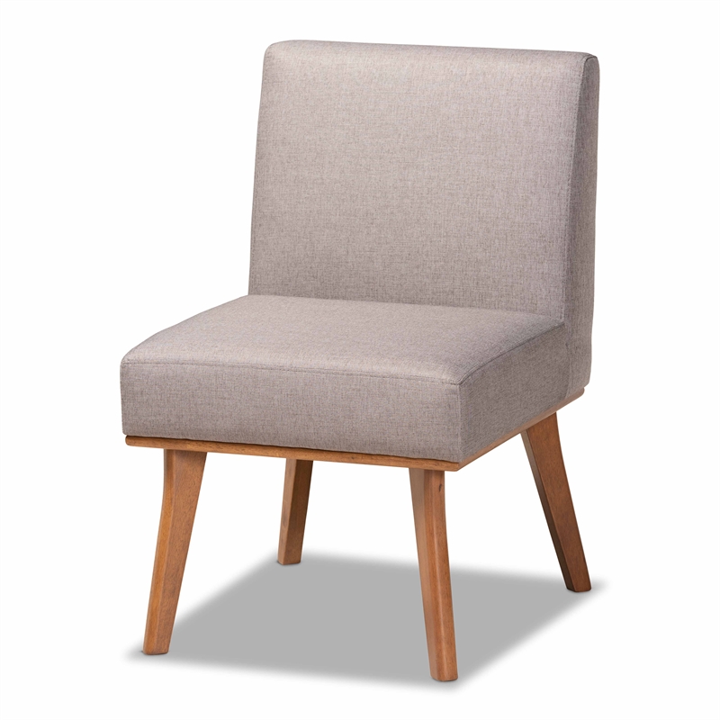 Bowery Hill Grey Fabric Upholstered and Walnut Finished 5-Piece Dining Set