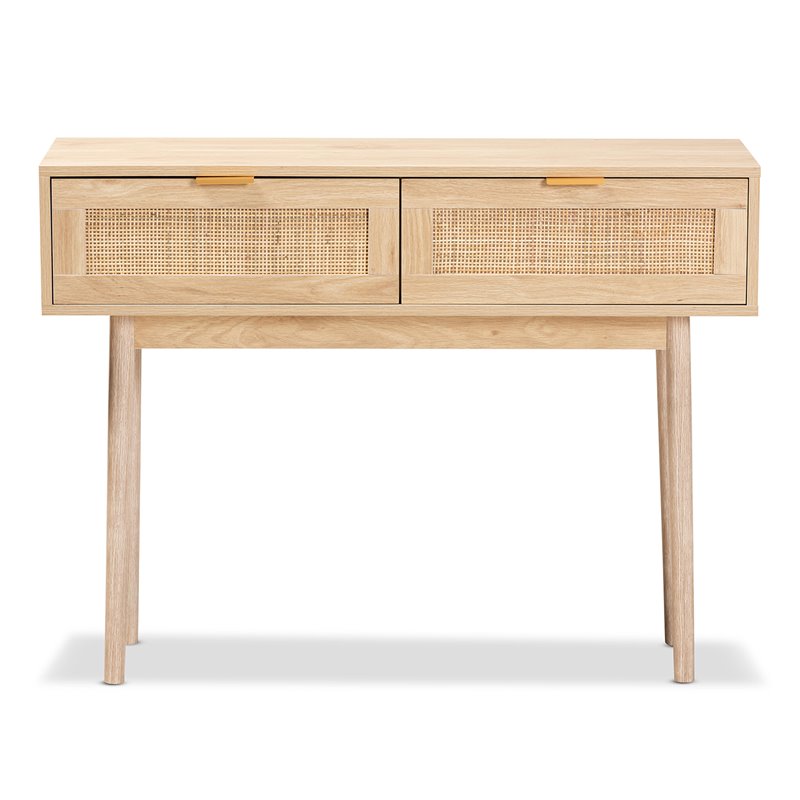 Bowery Hill Wood Light Oak Brown Console Table Rectangular 29.5