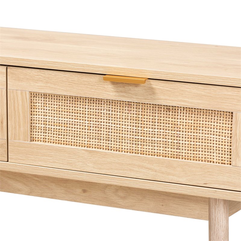 Bowery Hill Wood Light Oak Brown Console Table Rectangular 29.5
