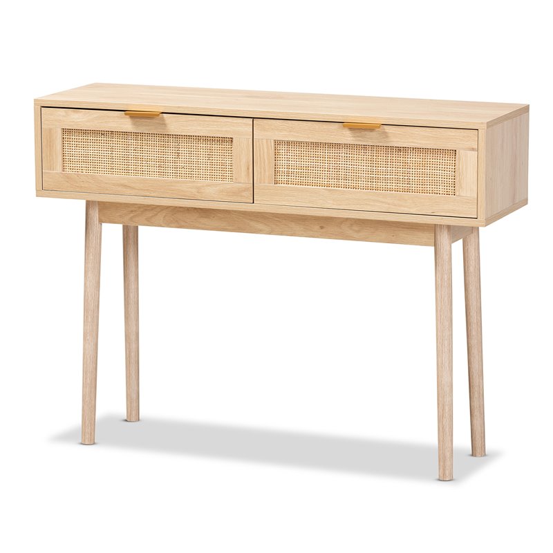 Bowery Hill Wood Light Oak Brown Console Table Rectangular 29.5