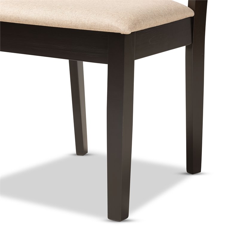 Bowery Hill Sand Fabric Upholstered and Brown Finished Wood 5-Piece Dining Set