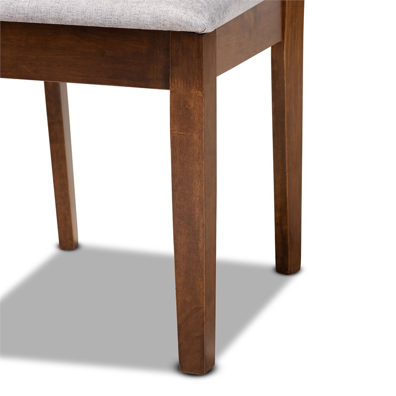 Bowery Hill Grey Fabric Upholstered and Brown Finished Wood 5-Piece Dining Set