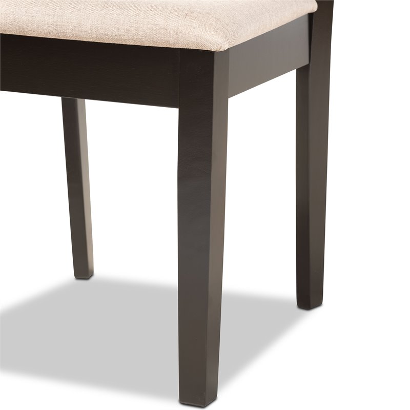Bowery Hill Sand Fabric Upholstered and Brown Finished Wood 5-Piece Dining Set