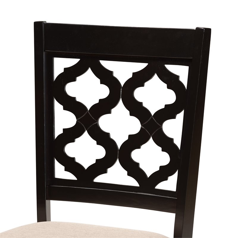 Bowery Hill Sand Fabric Upholstered and Brown Finished Wood 5-Piece Dining Set