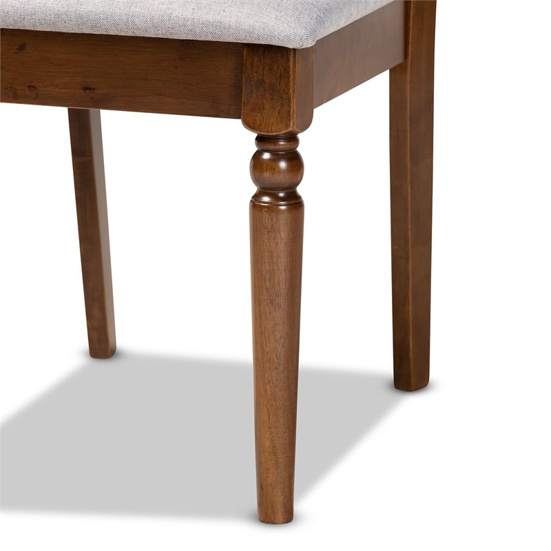 Bowery Hill Grey Fabric Upholstered and Brown Finished Wood 5-Piece Dining Set