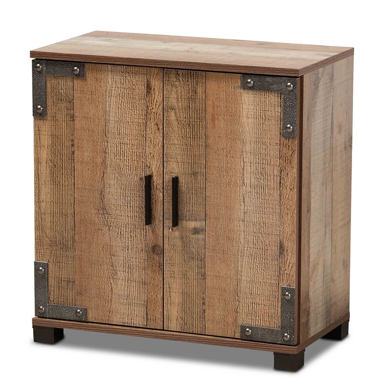 Bowery Hill Engineered Wood Rustic Brown Shoe Cabinet Rectangular Assembly Required
