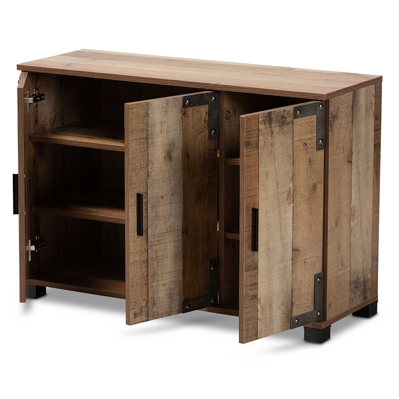 Bowery Hill Engineered Wood Rustic Brown Shoe Cabinet Rectangular 35.4