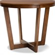 Bowery Hill Rubberwood Walnut Brown Dining Table Round Sculptural 35