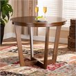 Bowery Hill Rubberwood Walnut Brown Dining Table Round Sculptural 35