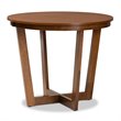 Bowery Hill Rubberwood Walnut Brown Dining Table Round Sculptural 35