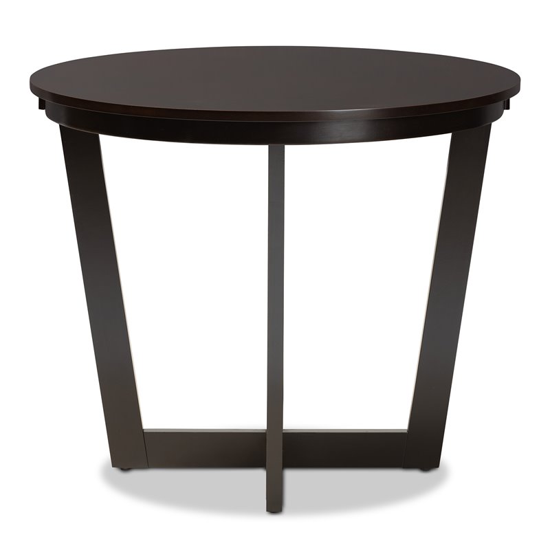 Bowery Hill Dark Brown Finished 35-Inch-Wide Round Wood Dining Table