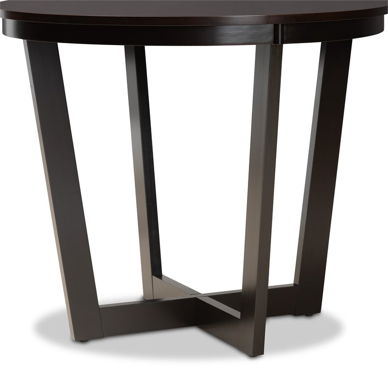 Bowery Hill Dark Brown Finished 35-Inch-Wide Round Wood Dining Table