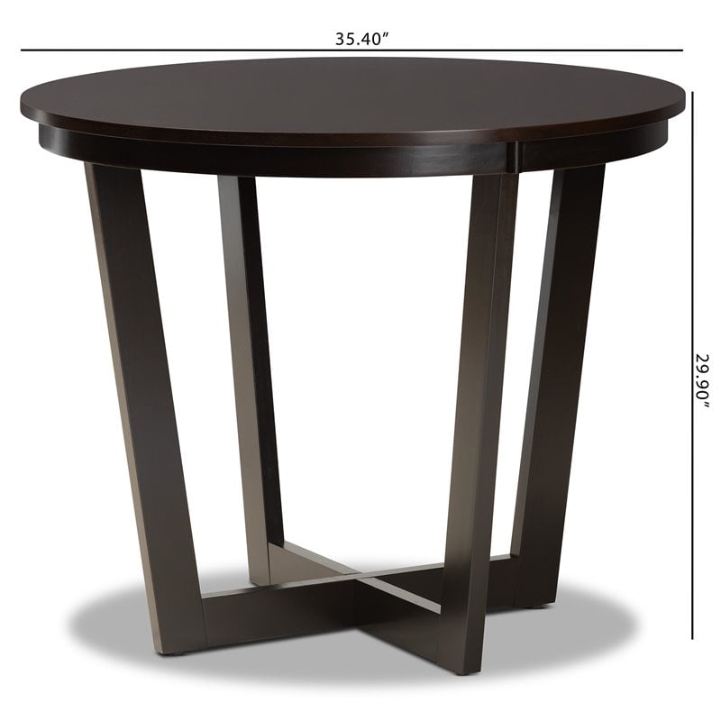 Bowery Hill Dark Brown Finished 35-Inch-Wide Round Wood Dining Table