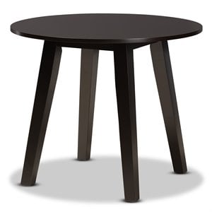 Bowery Hill Dark Brown Finished 35-Inch-Wide Round Wood Dining Table