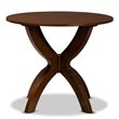 Bowery Hill Rubberwood Walnut Brown Dining Table Round Sculptural Base 35.4